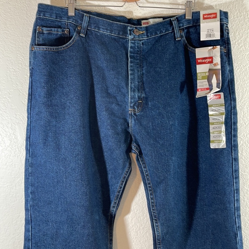 WRANGLER Regular Fit Straight Leg Opening Denim Jeans Size 42x30 NEW - Picture 2 of 11